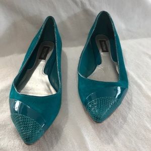 White House black Market suede teal flats